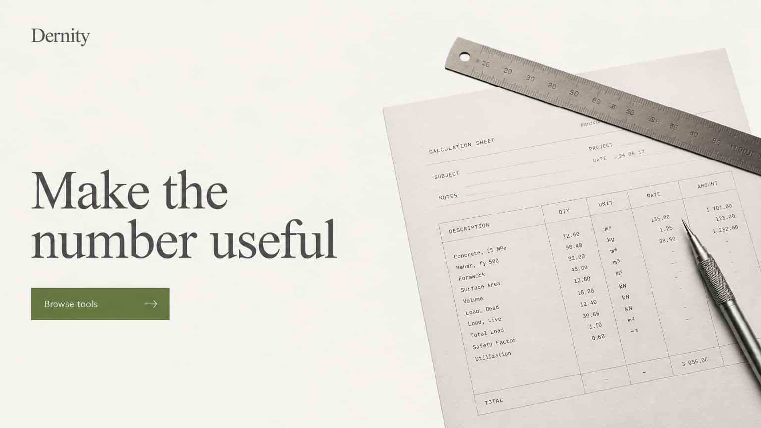 A calculator note with a ruler and pencil
